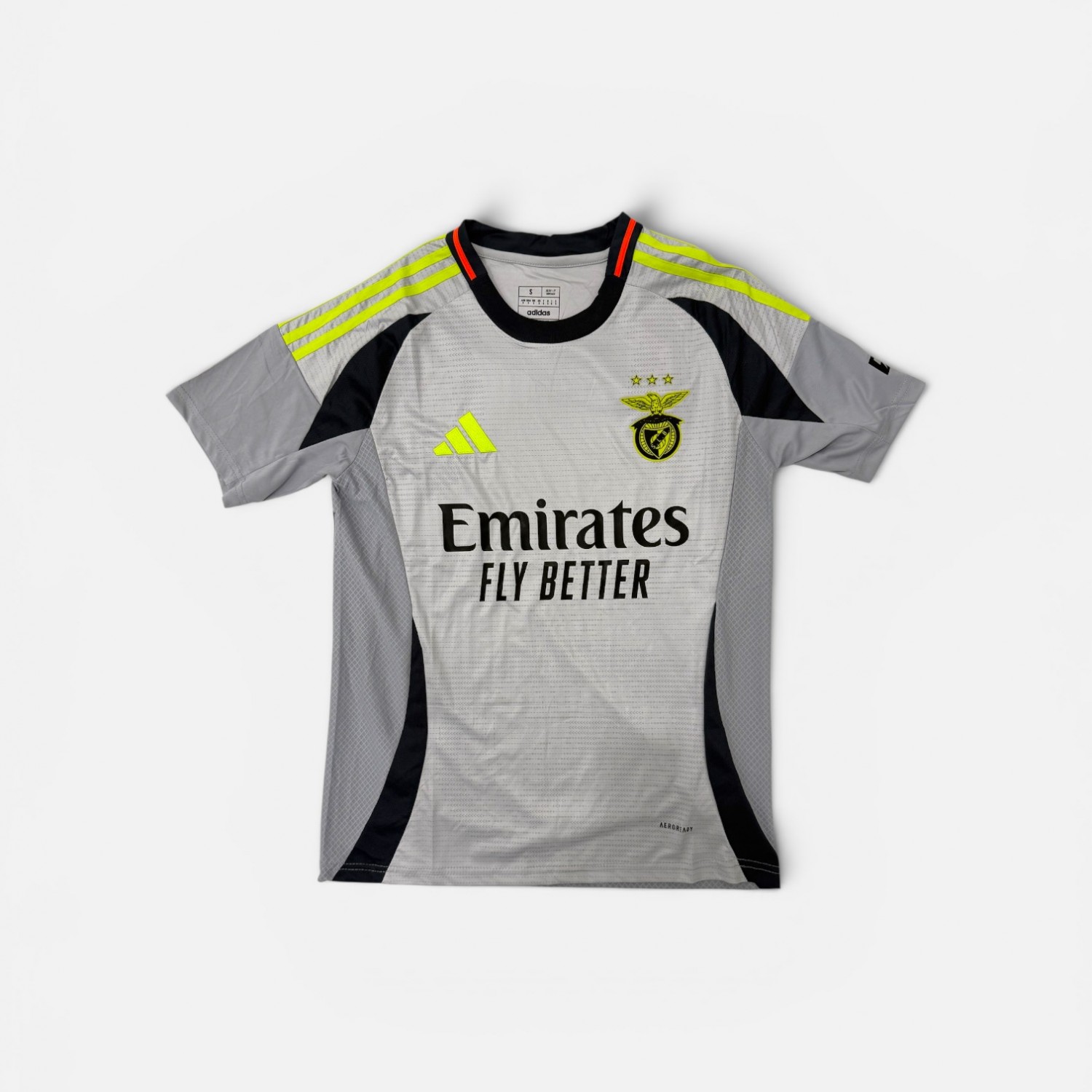 ADIDAS SL BENFICA GREY EMIRATES FOOTBALL JERSEY S